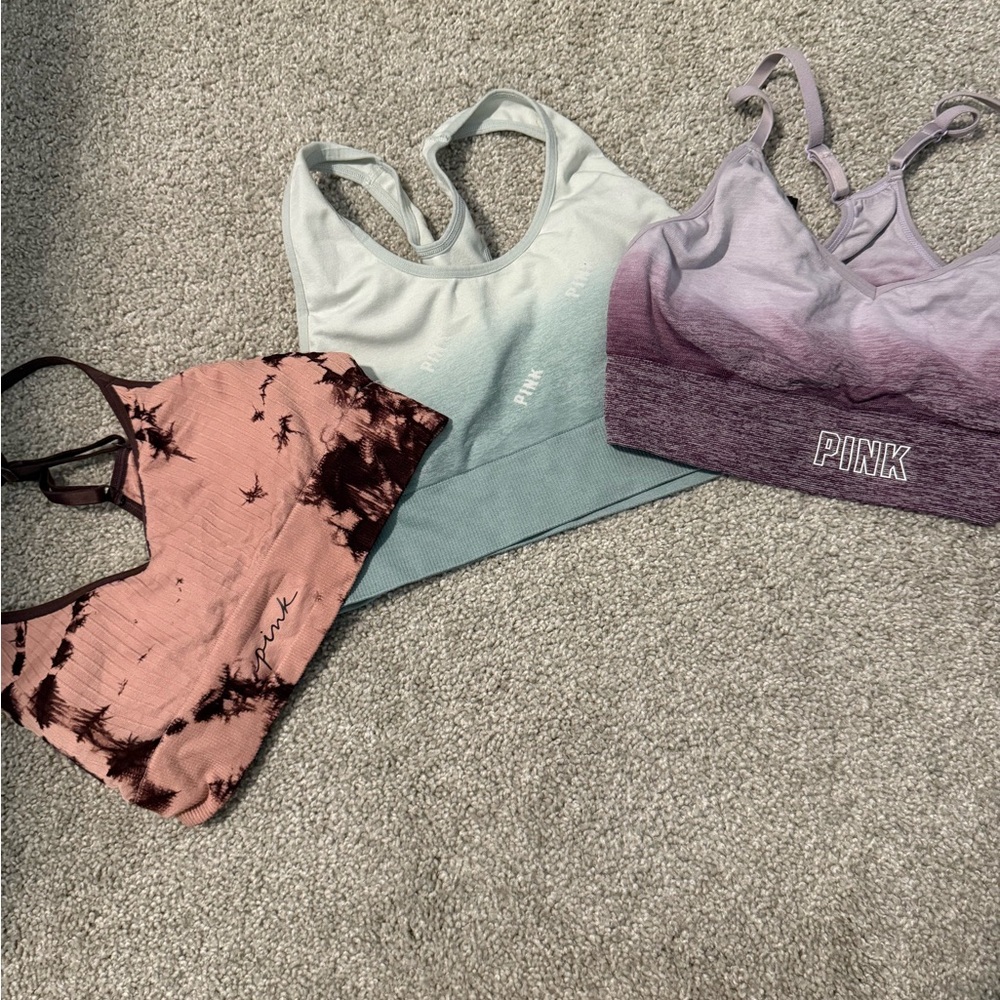 PINK Victoria's Secret Sports Bras Purple and Green Intimates